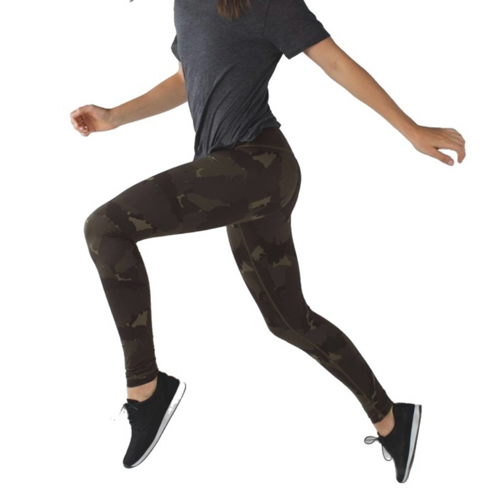 Lululemon Wunder Under Pant *Full-On Luon, Palm Party Fatigue Green Black sz 6